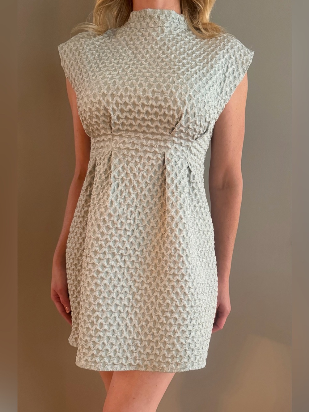 Textured Light Sage Green Sheath Dress